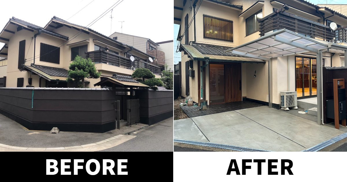 戸建て外壁改修の施工写真
